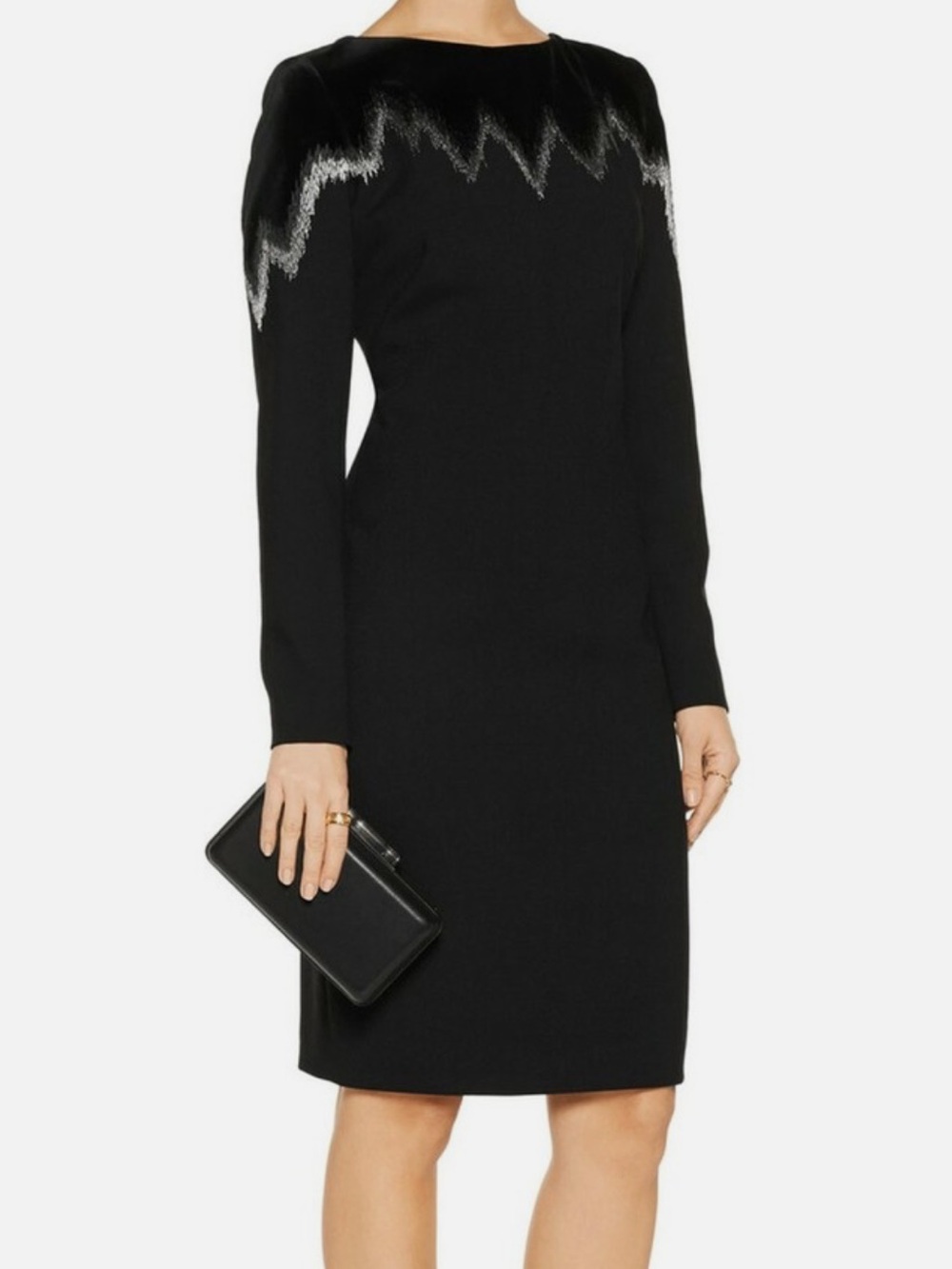 EMILIO PUCCI METALLIC EMBROIDERED BLACK WOOL DRESS